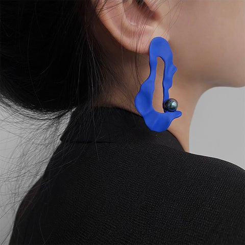 Klein Blue Pearl Earrings Klein Blue Pearl Earrings