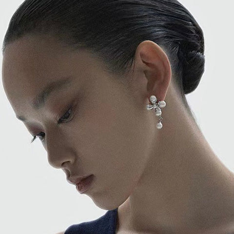 Cross Metal Pearl Pendant Earrings Cross Metal Pearl Pendant Earrings