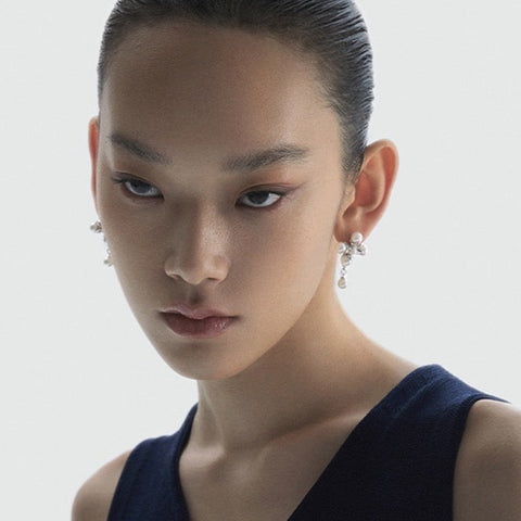 Cross Metal Pearl Pendant Earrings Cross Metal Pearl Pendant Earrings