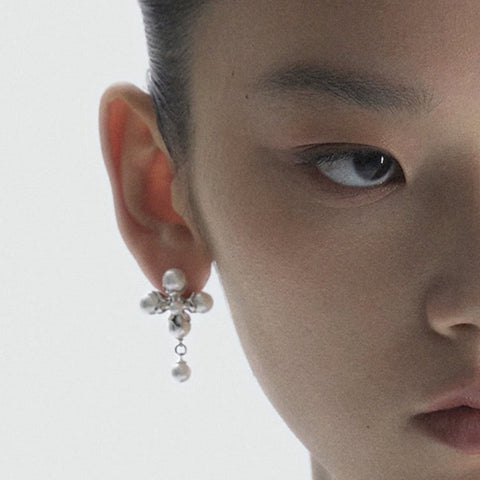 Cross Metal Pearl Pendant Earrings Cross Metal Pearl Pendant Earrings