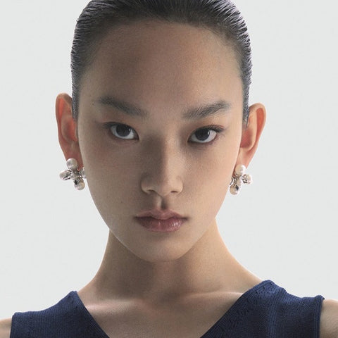 Cross Metal Pearl Pendant Earrings Cross Metal Pearl Pendant Earrings