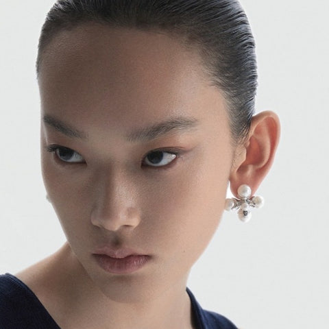 Cross Metal Pearl Pendant Earrings Cross Metal Pearl Pendant Earrings