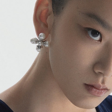 Cross Metal Pearl Pendant Earrings Cross Metal Pearl Pendant Earrings