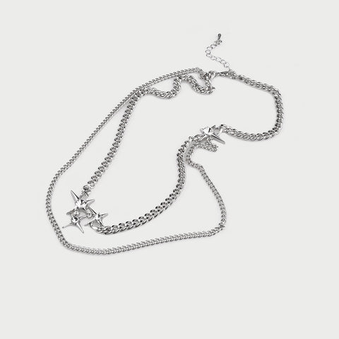 Double-Layered Four-pointed Star Necklace Double-Layered Four-pointed Star Necklace