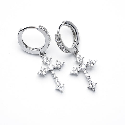 Cross Pendant Diamond Earrings