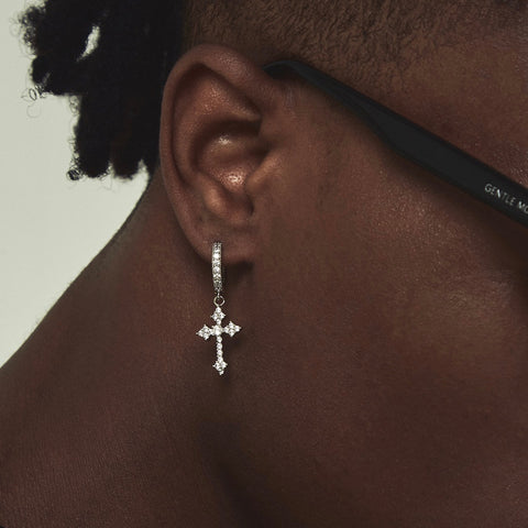 Cross Pendant Diamond Earrings