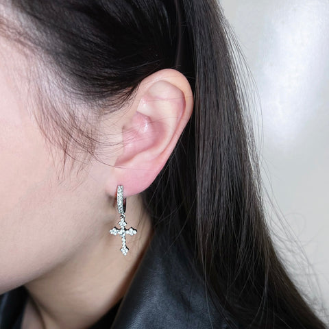 Cross Pendant Diamond Earrings