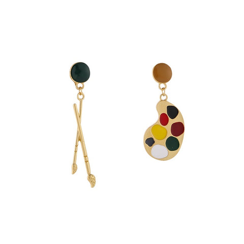 Art Supplies Asymmetrical Earrings